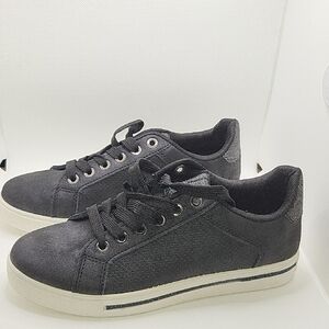 Black Sneakers with White Sole and Minimalist Design